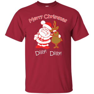 Christmas T-Shirt Merry Christmas Santa And Reindeer Dilly! Dilly!