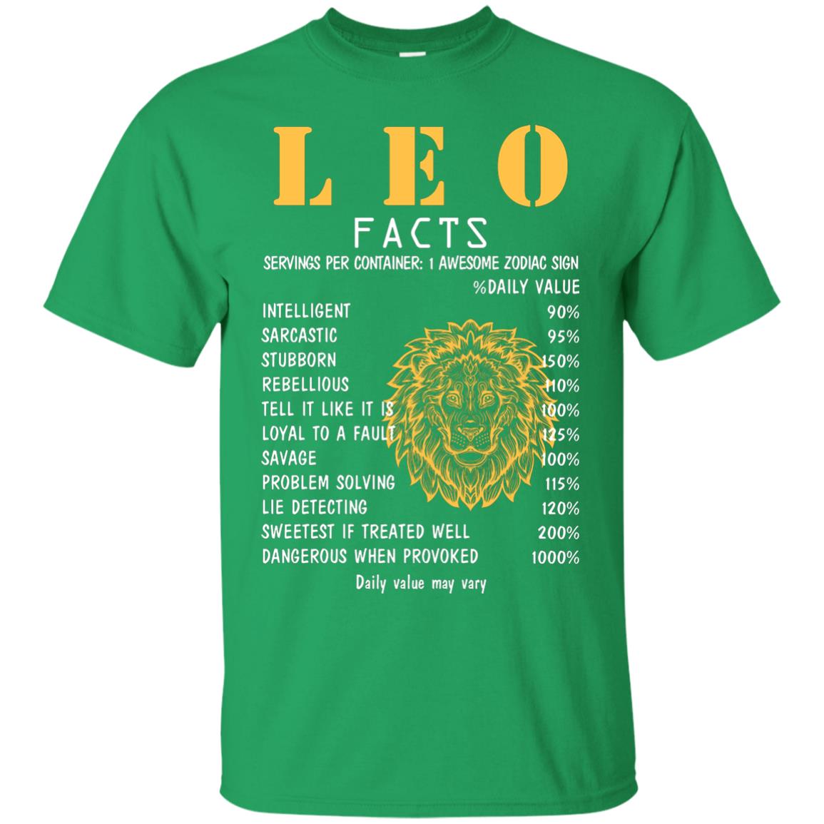 Leo Facts 1 Awesome Zodiac Sign Gift Shirt For Leo Horoscope Irish Green