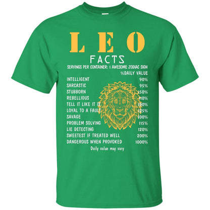 Leo Facts 1 Awesome Zodiac Sign Gift Shirt For Leo Horoscope Irish Green