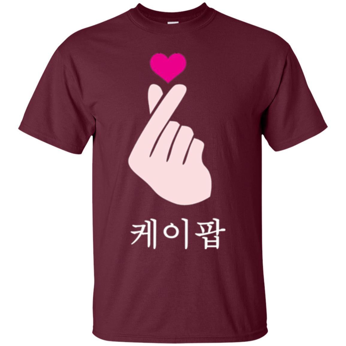 K-pop T-shirt Hand Symbol Cute Korean Music Maroon