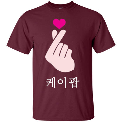 K-pop T-shirt Hand Symbol Cute Korean Music Maroon