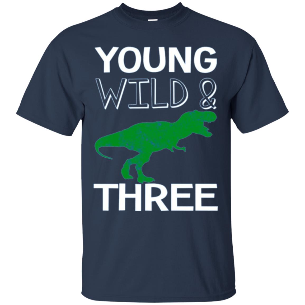 Dinosaur T-shirt Young Wild And Three Navy
