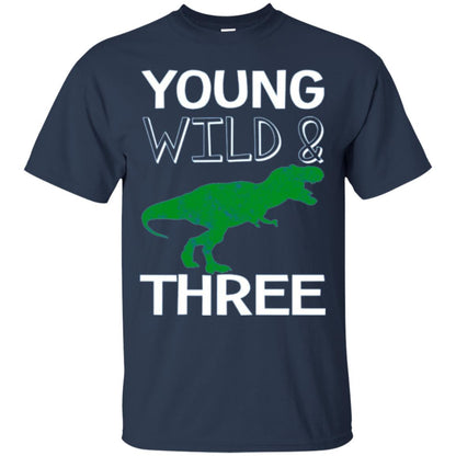 Dinosaur T-shirt Young Wild And Three Navy