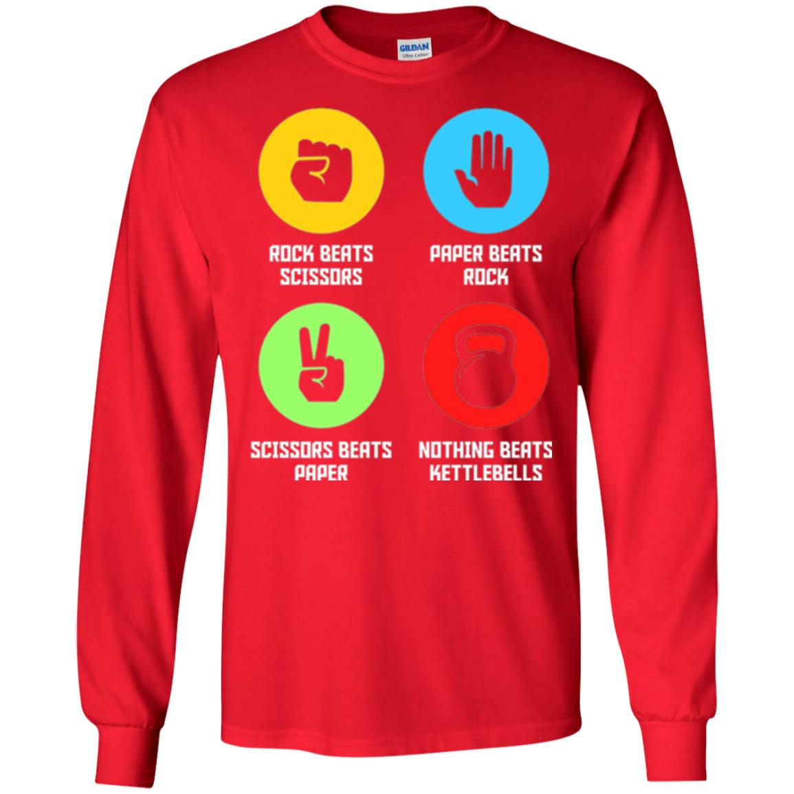 Fitness Gym Sports T-shirt Funny Nothing Beats Kettlebells Red