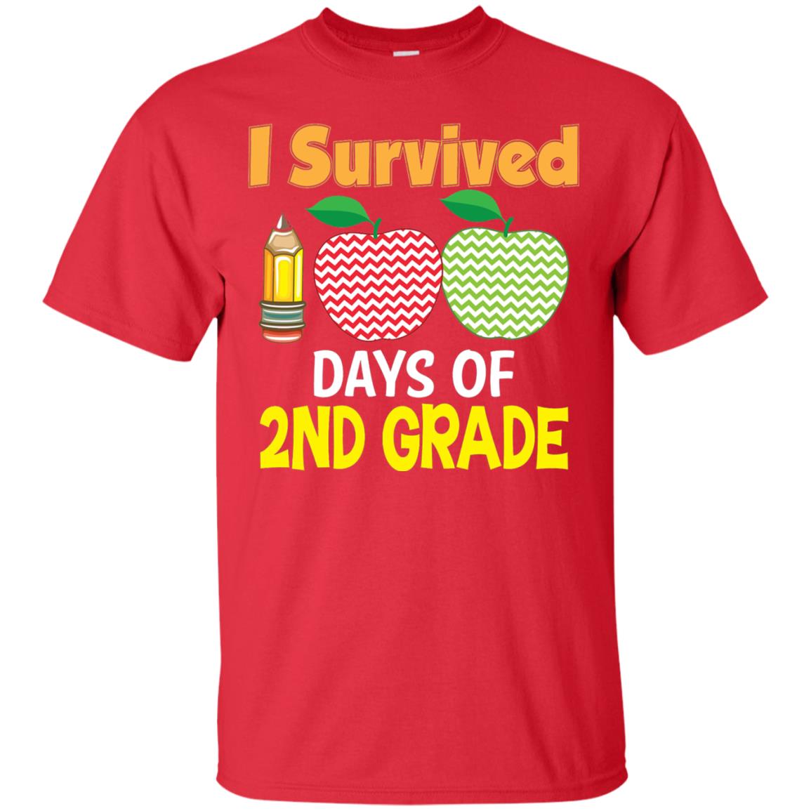 Kindergarten T-shirt I Survived 100 Days Of 2nd Red