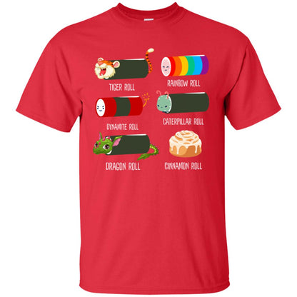 Tiger Roll Rainbow Roll Dynamite Roll Caterpillar Roll Dargon Roll Cinnamom Roll Shirt Red
