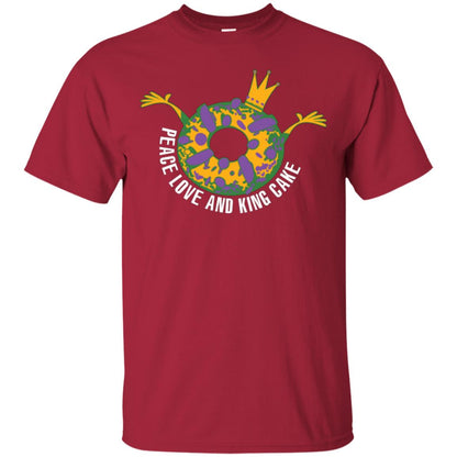 Mardi Gras T-shirt Peace Love And King Cake Cardinal
