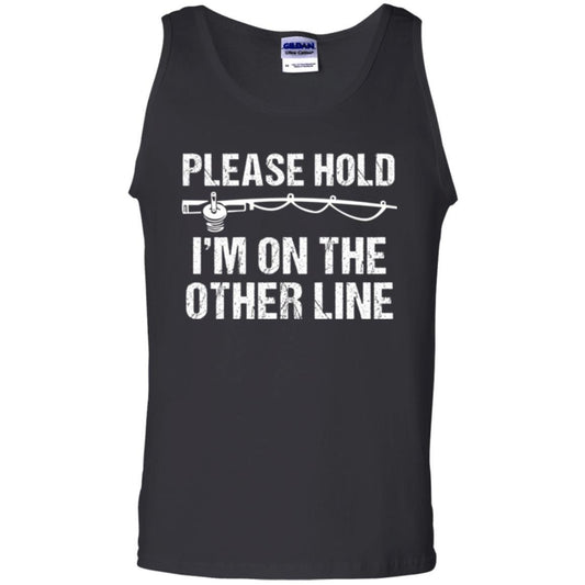 Fisherman T-shirt Please Hold I'm On The Other Line Black