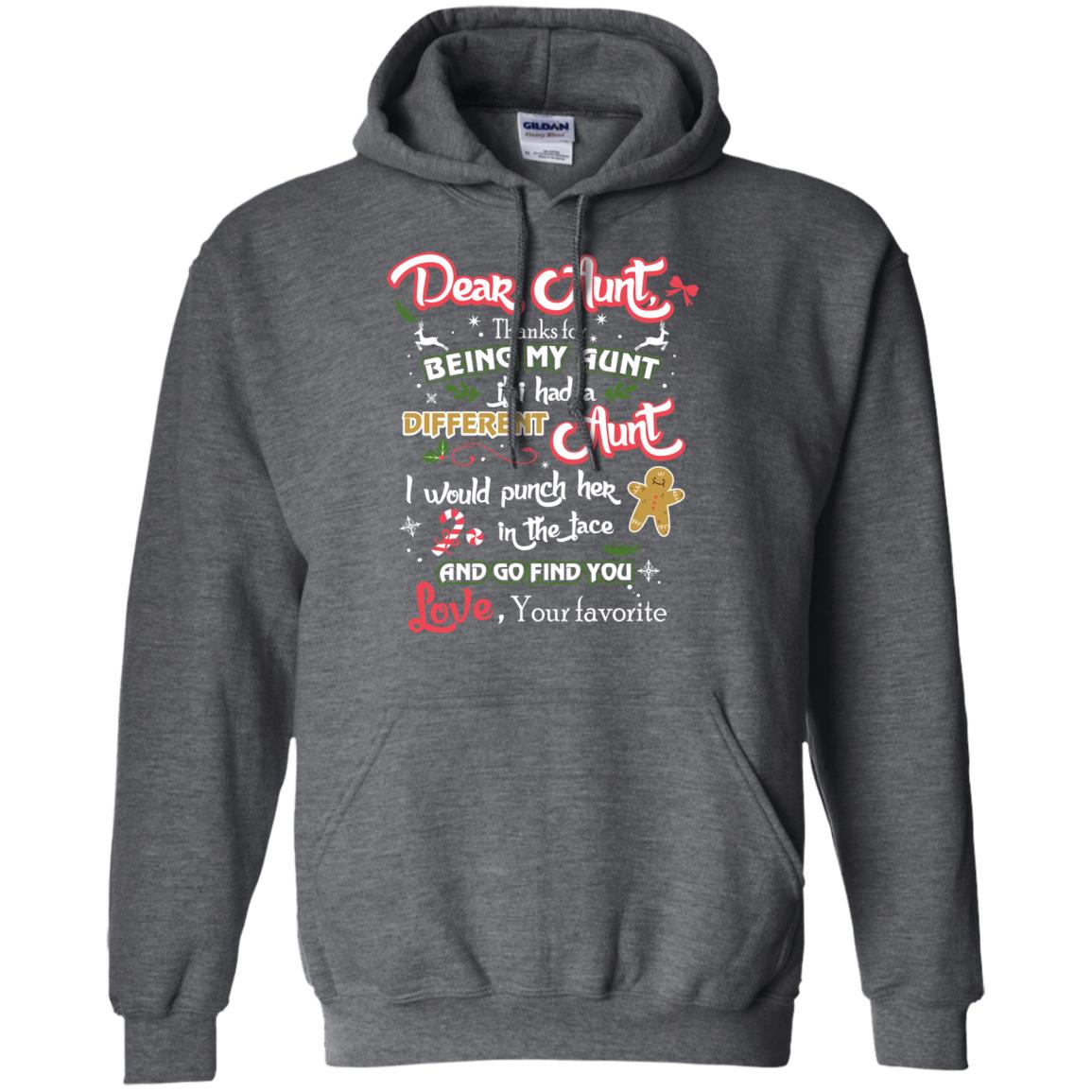 Dear Aunt Thank For Being My Aunt Christmas Holiday T-shirt Dark Heather