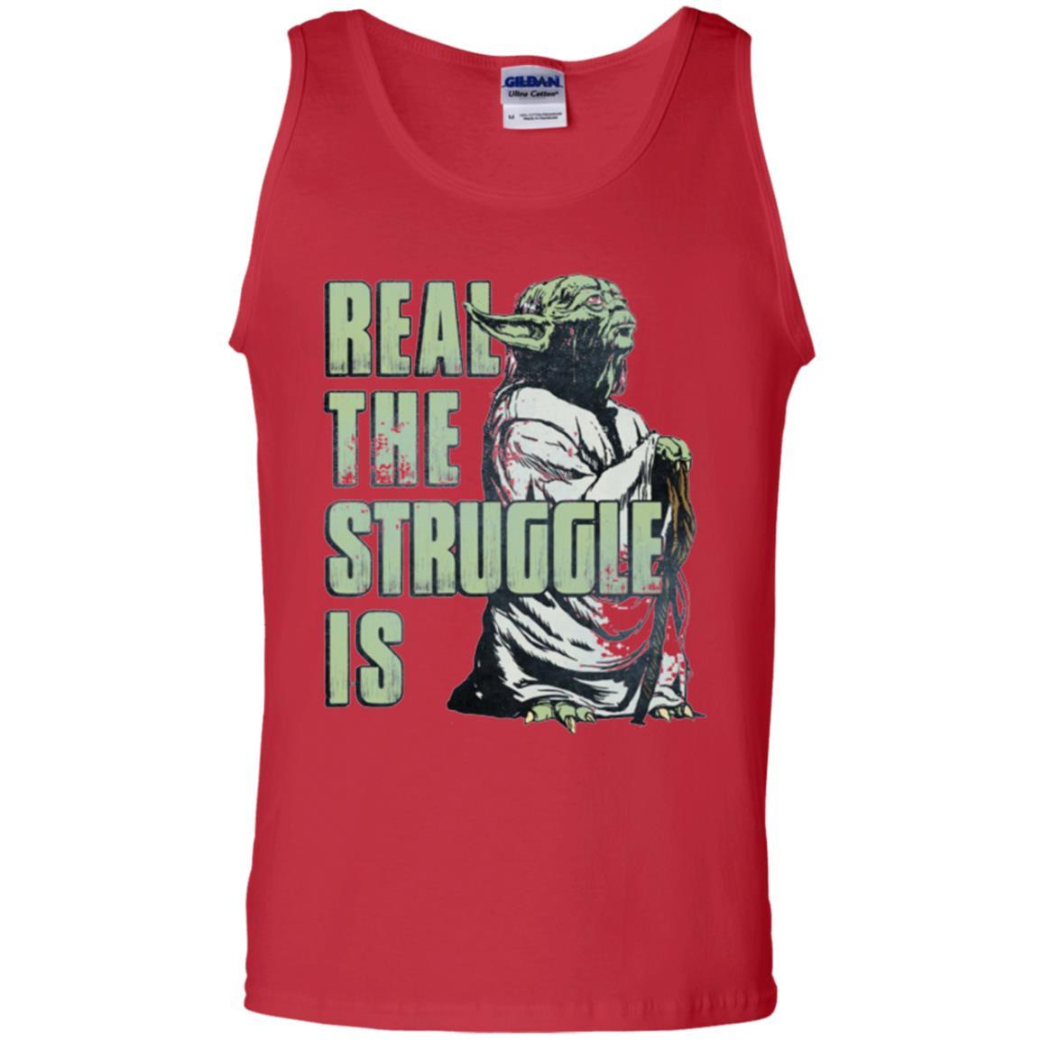 Film T-shirt Star Wars Yoda Real The Struggle Is Graphic Red