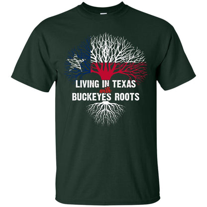 Living In Texas With Buckeyes Roots Texans Shirt Forest