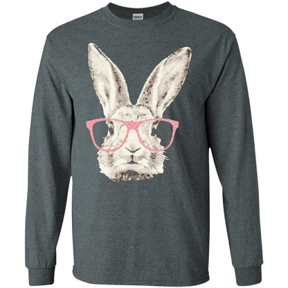 Easter Bunny Rabbit Pink Glasses Funny Hipster Shirt Dark Heather
