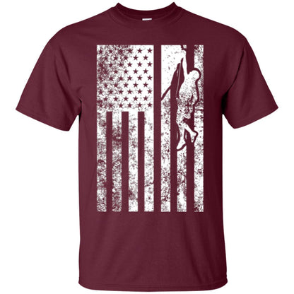 Rock Climbing T Shirt - Rock Climbing Flag Of United States T-shirt Maroon