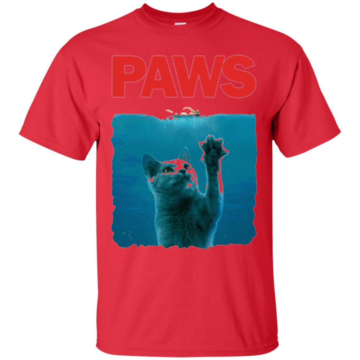 Cat Lover T-shirt Paws Kitten Meow Parody Red