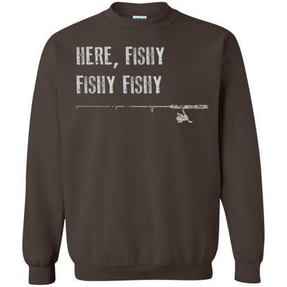 Fishing Lover T-shirt Here Fishy Fishy Dark Chocolate