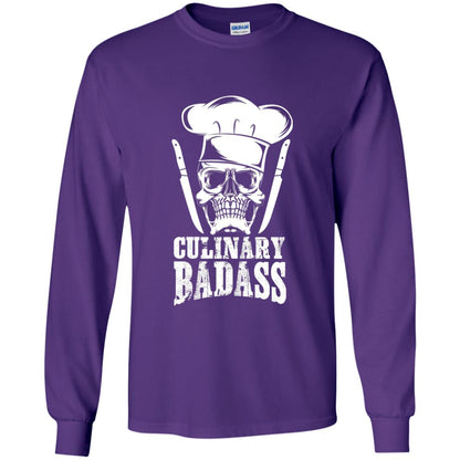 Culinary Badass Funny Chef Skull Knifes Cooking Tshirt Purple