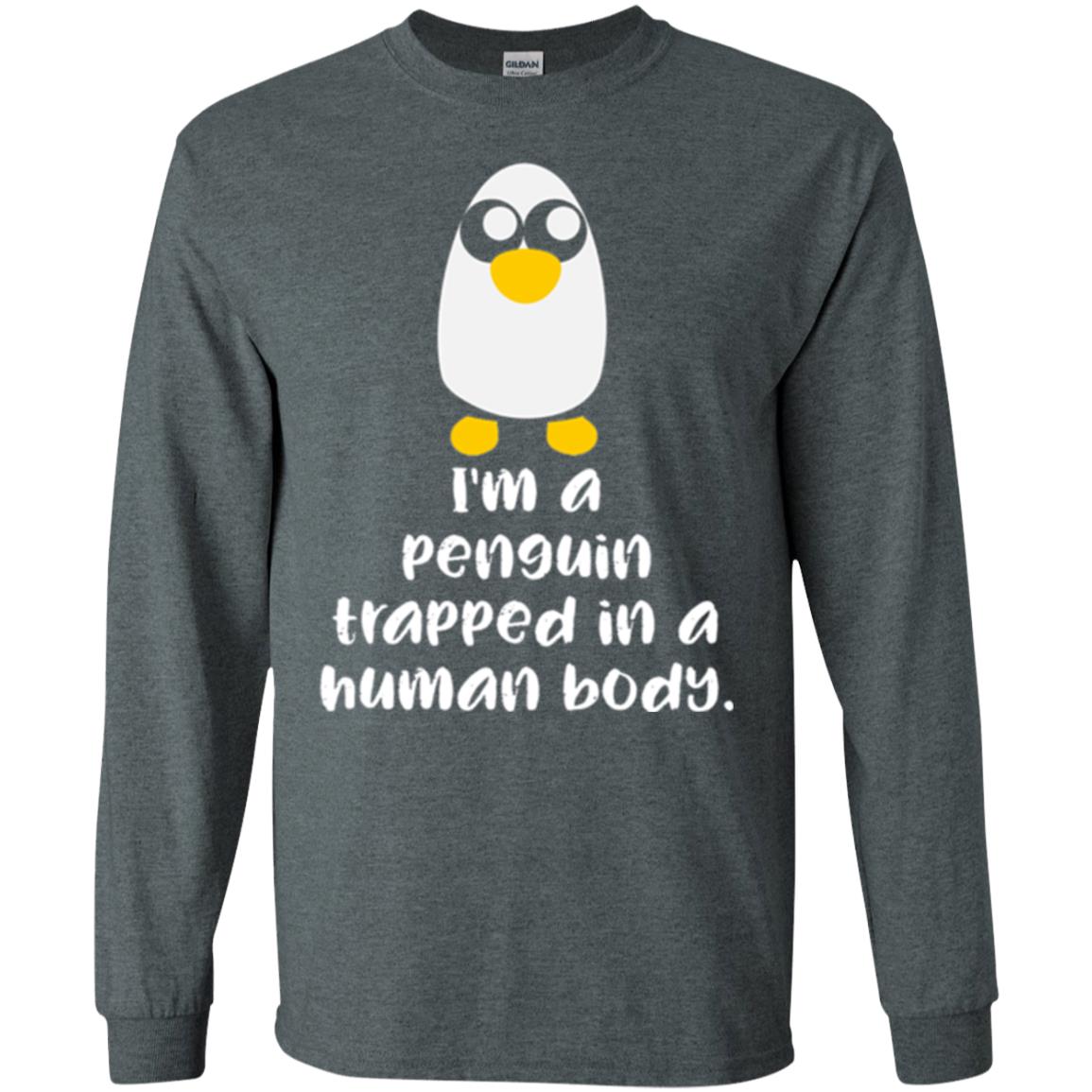 Penguin Lovers T-shirt I_m A Penguin Trapped In A Human Body Dark Heather