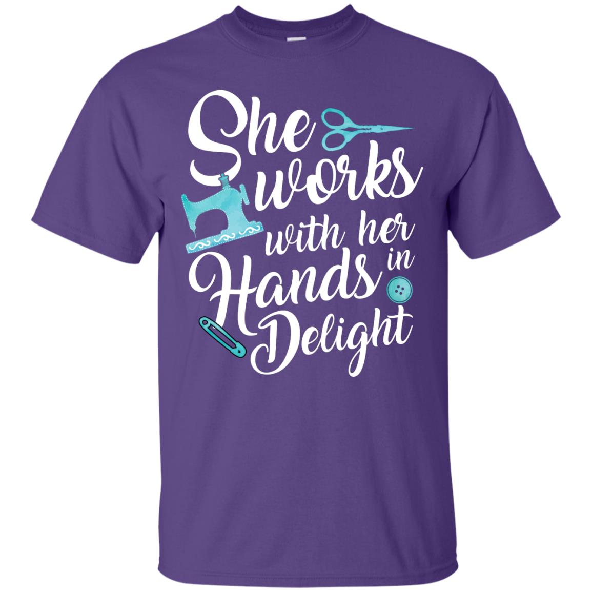 She Works With Her Hands In Delight Sewing T-shirt Purple