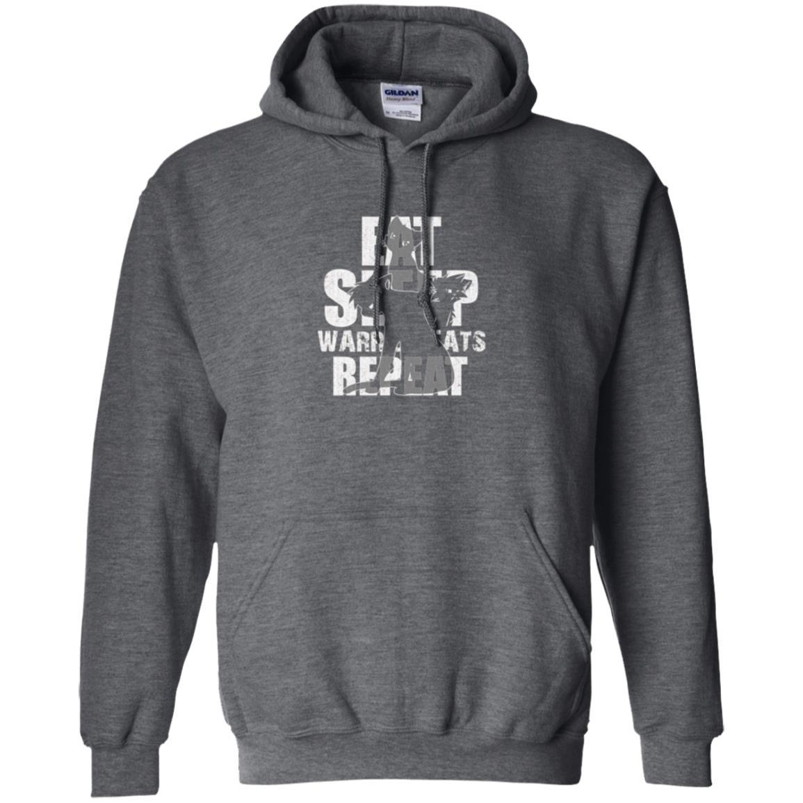 Cat Lover T-shirt Eat Sleep Warrior Cats Repeat Dark Heather