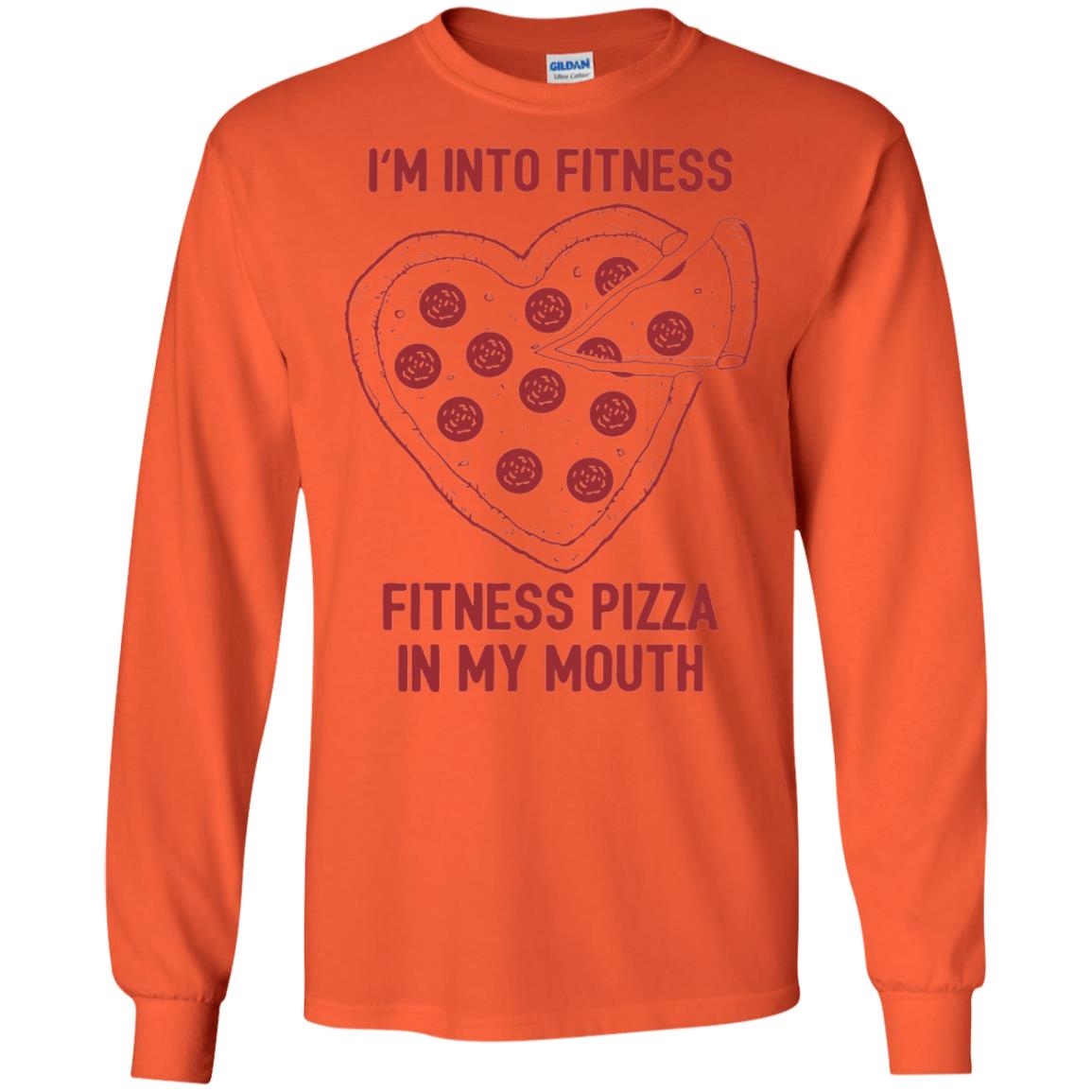 Pizza Lover T-shirt Fitness Pizza In My Mouth Orange