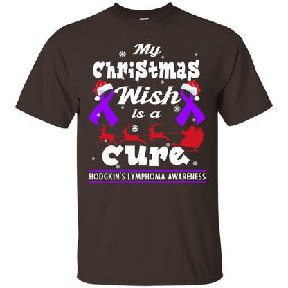 My Christmas Wish Is A Cure Hodgkin's Lymphoma Awareness Shirt Dark Chocolate