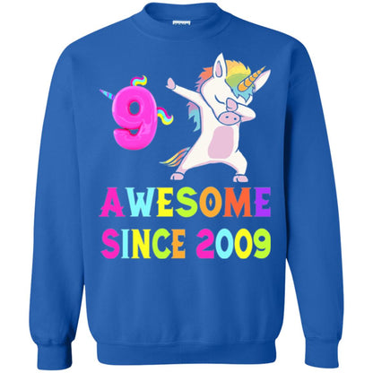 9th Birthday T-shirt Unicorn Dabbing Awesome Since 2009 Royal