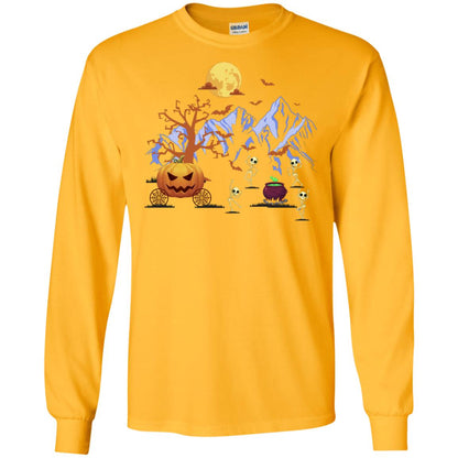 Dancing Skeleton With Pumpkin Funny Halloween Gift Shirt Gold
