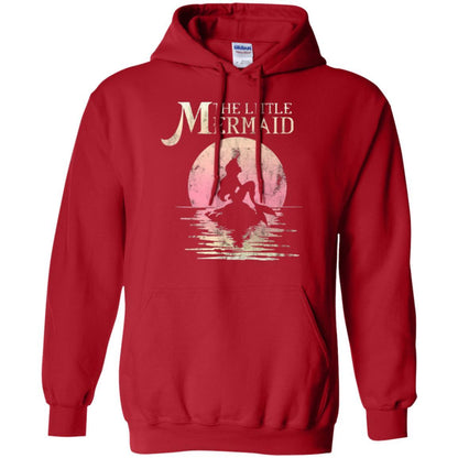 Cartoon T-shirt The Little Mermaid Ariel Rock Moon Silhouette Red