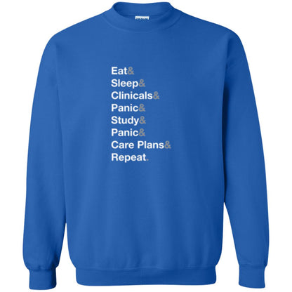 Nurse T-shirt Eat Sleep Clinicals Panic Study Panic Care Plans Repeat Royal