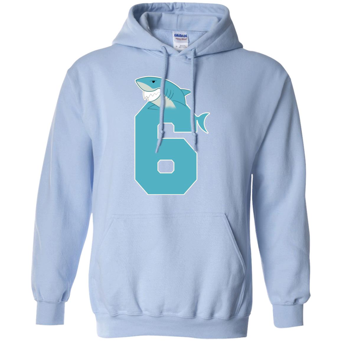 6th Birthday Shark Party Shirt Light Blue