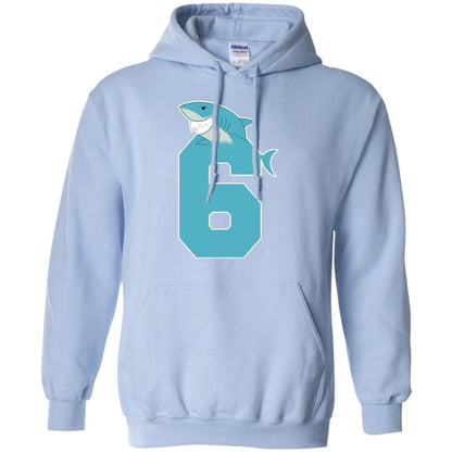 6th Birthday Shark Party Shirt Light Blue