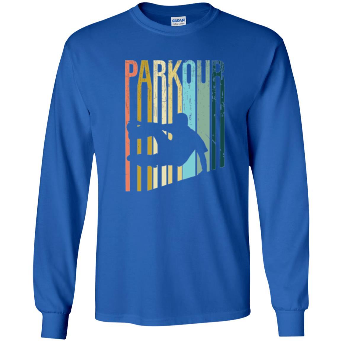 Parkour T-shirt Distressed Style Parkour Silhouette Royal