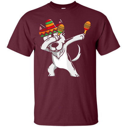 Dabbing Husky Funny Cinco De Mayo T-shirt Maroon
