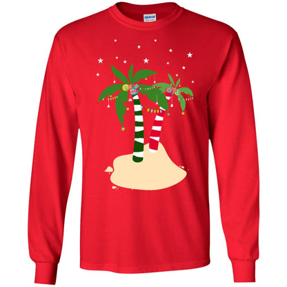 Decorated Tropical Coconut Tree Merry X-mas 2018 Gift Shirt Red