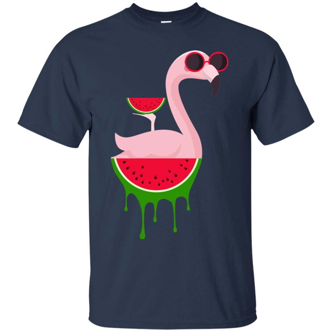 Watermelon Flamingo Funny Summer Melon Fruit Shirt Navy