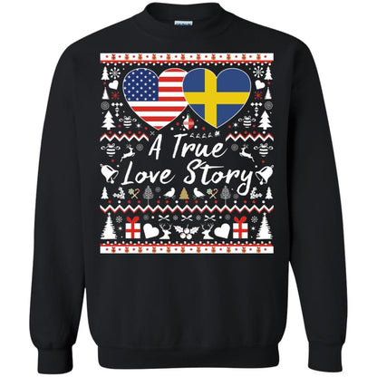Christmas T-shirt American Swedish A True Love Story Black