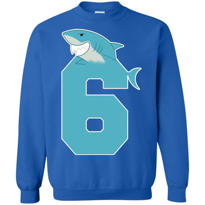 6th Birthday Shark Party Shirt Royal