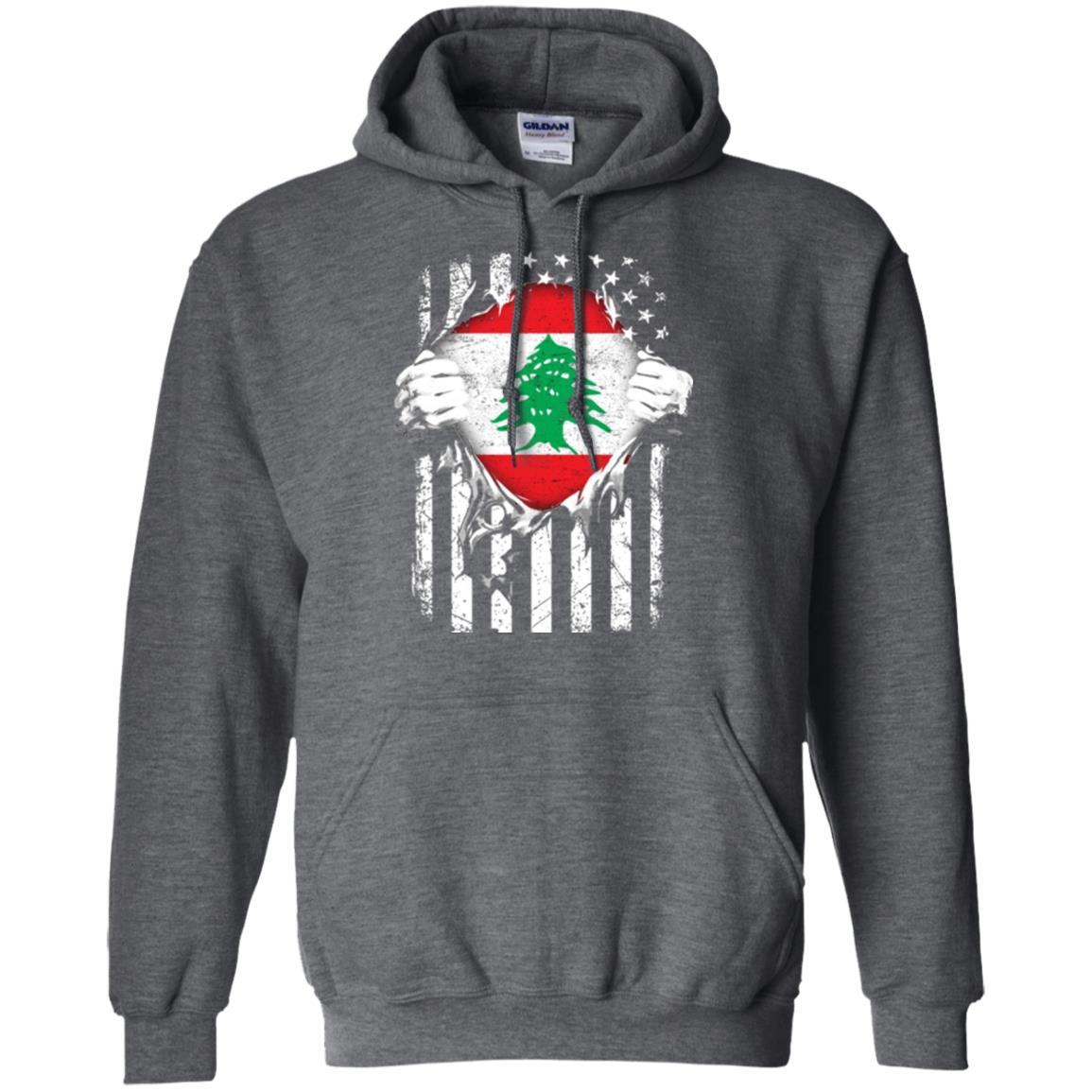 Super Lebanon Hearts American Patriot Flag Lebanese T-shirt Dark Heather