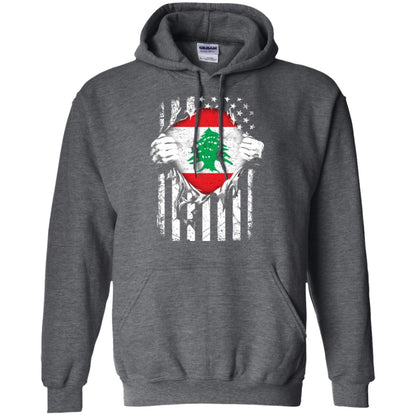 Super Lebanon Hearts American Patriot Flag Lebanese T-shirt Dark Heather