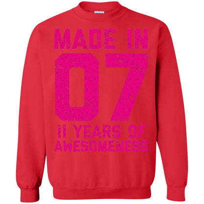 Made In 07 Age 11 Eleven Years Of Awesomeness T-shirt Red