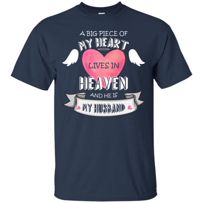 A Big Piece Of My Heart Lives In Heaven And He Is My Husband Shirt Navy