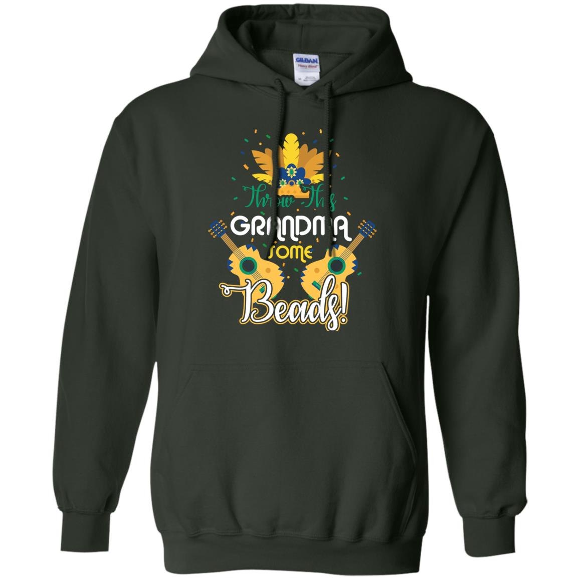 Mardi Gras T-shirt Throw This Grandma Some Beads Forest Green