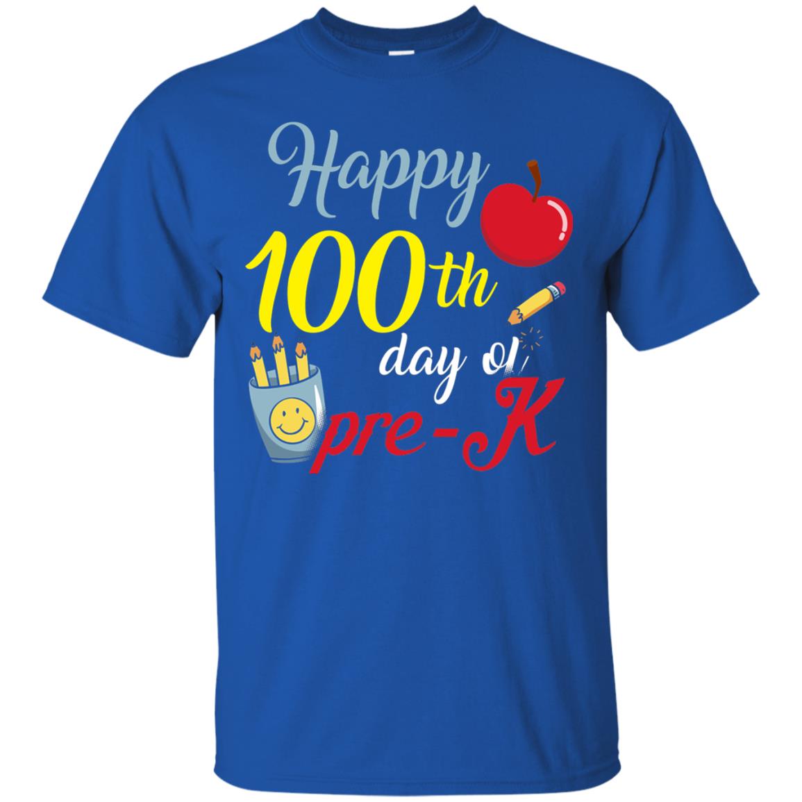 Kindergarter T-shirt Happy 100th Day Of Pre-k Royal