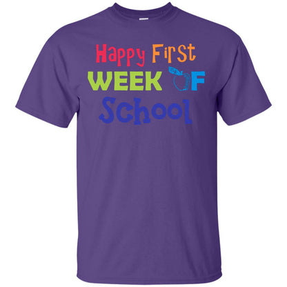 Happy First Week Of School Back To School Shirt Purple