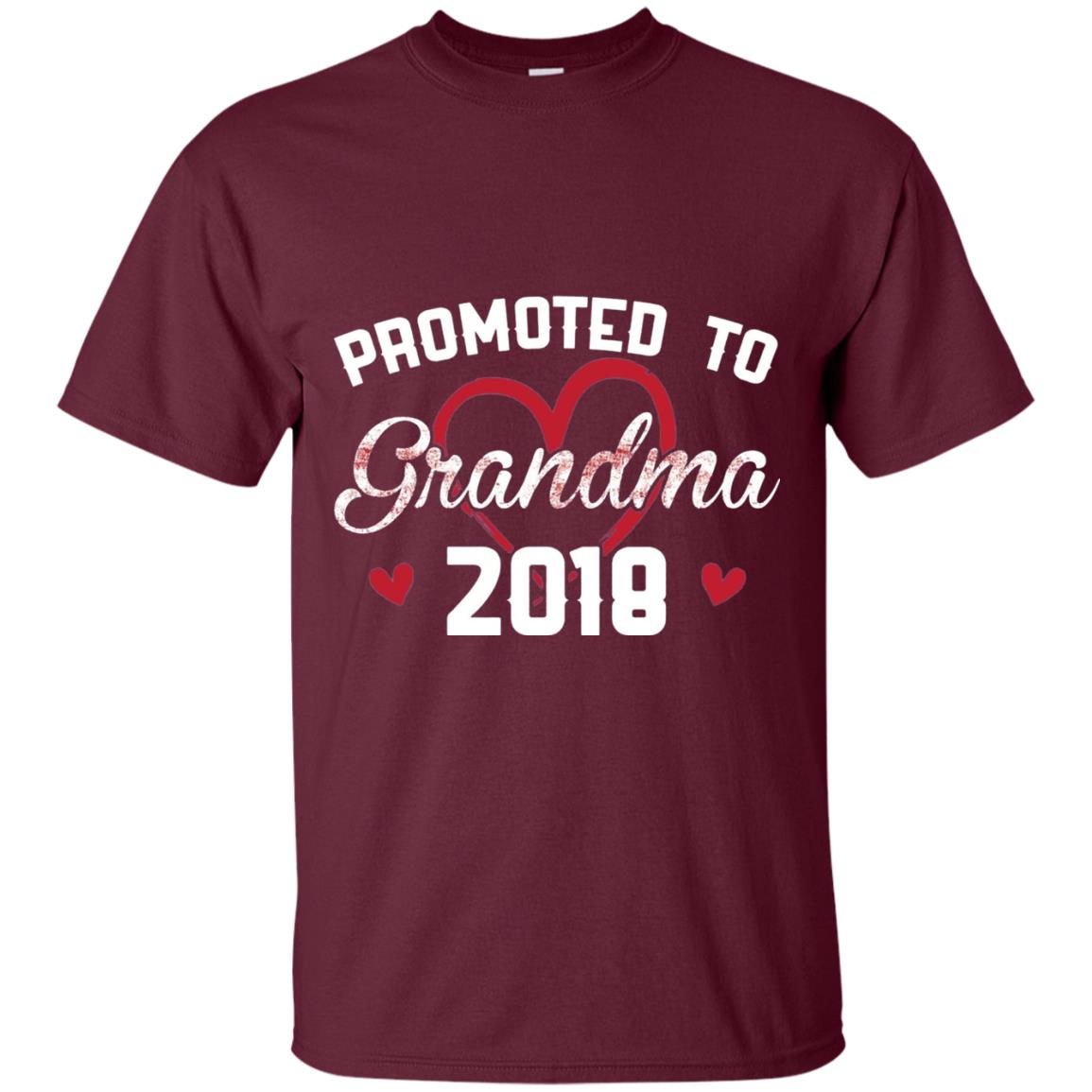 Promoted To Grandma 2018 Love Grandparents T-shirt Maroon