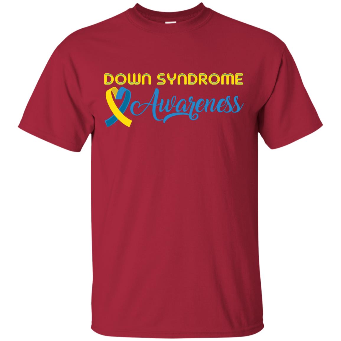 Yellow And Blue Ribbons Down Syndrome Awareness T-shirt Cardinal