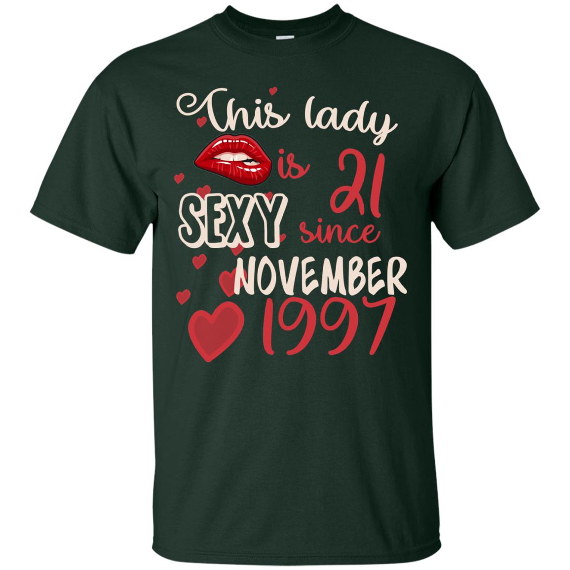 This Lady Is 21 Sexy Since November 1997 21st Birthday Shirt For November Womens Forest