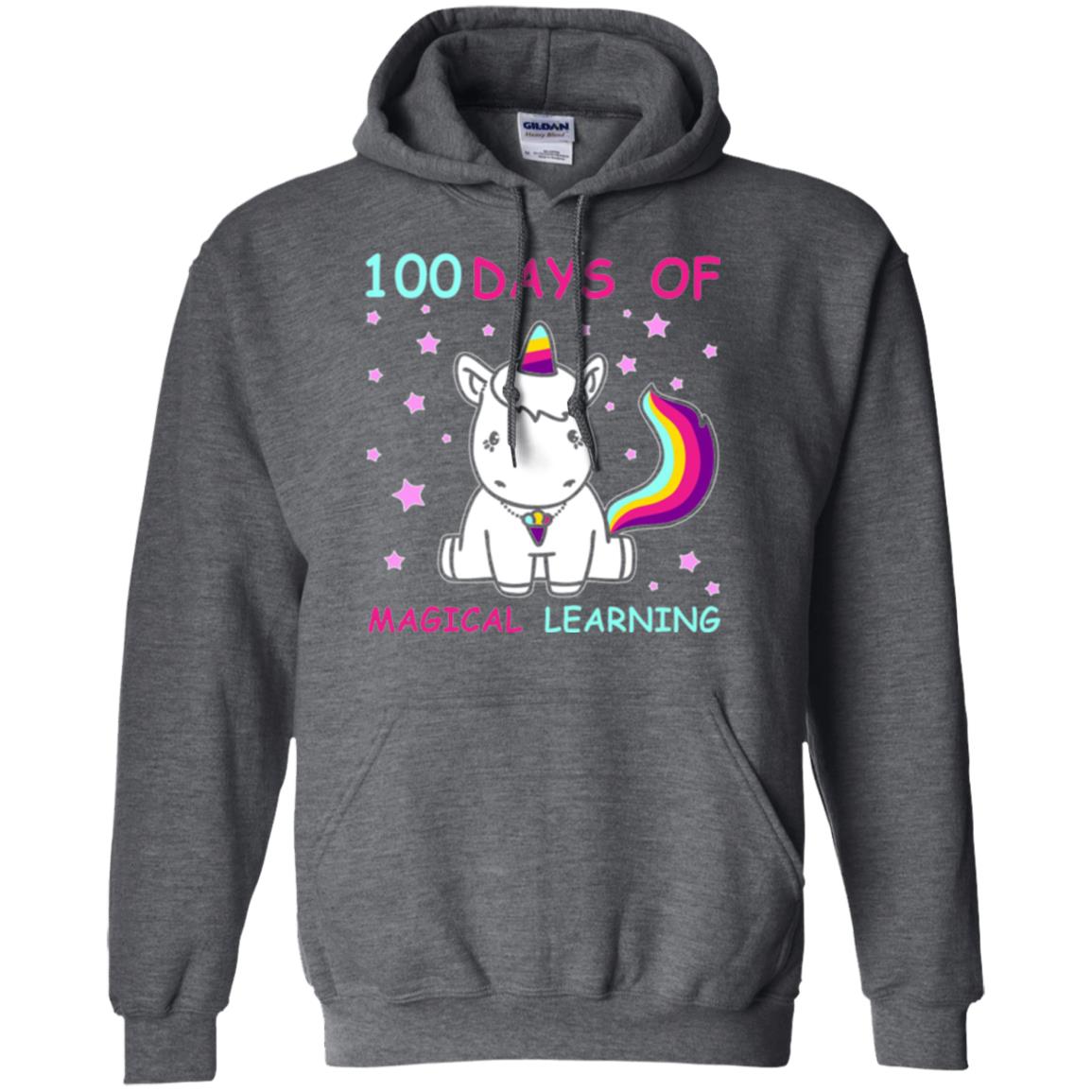 Unicorn Lover T-shirt 100 Days Of Mgical Learning Dark Heather