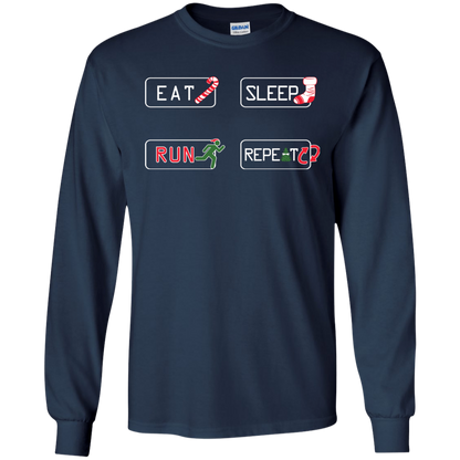 Christmas T-Shirt Eat Sleep Run Repeat Navy