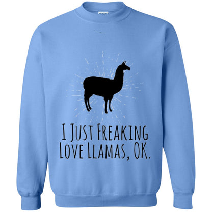 Funny Llama Lovers T-shirt I Just Freaking Love Llamas Ok Carolina Blue